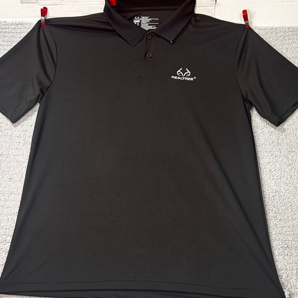 Realtree Polo Shirt XL Black Performance Gorpcore Outdoor Sporty